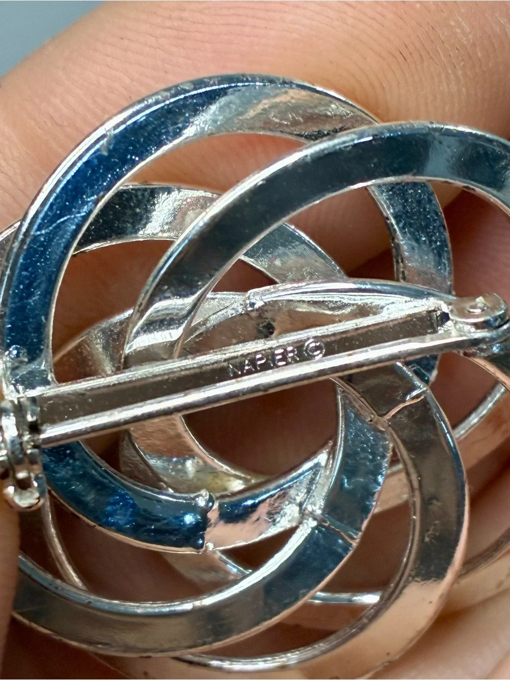 Napier Silver Infinity Interlocking Knot Brooch Lightweight Timeless Elegant